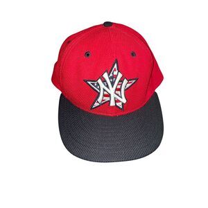 NY Yankees New Era 59Fifty 7 3/8 Fitted Baseball Hat Cap Red Black Star Flag MLB